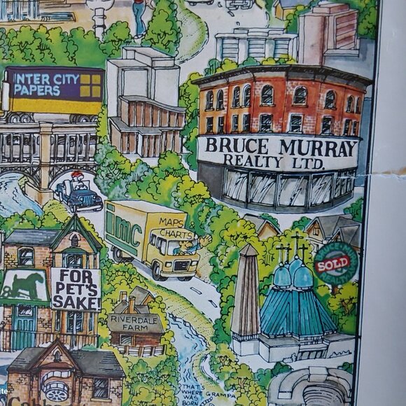 Vintage 1989 Toronto poster by Tom Dodds landmarks and businesses 101 x 71 cm - Picture 3 of 12